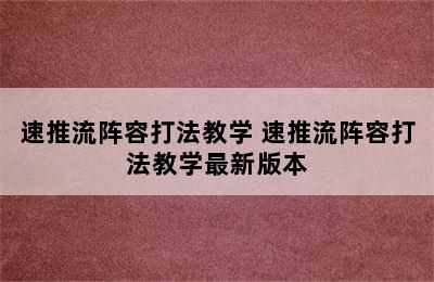 速推流阵容打法教学 速推流阵容打法教学最新版本